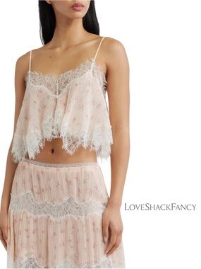 new Elysia Eyelash Lace Trim Crop Silk Camisole Top